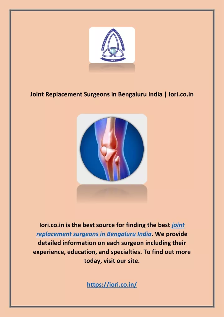joint replacement surgeons in bengaluru india
