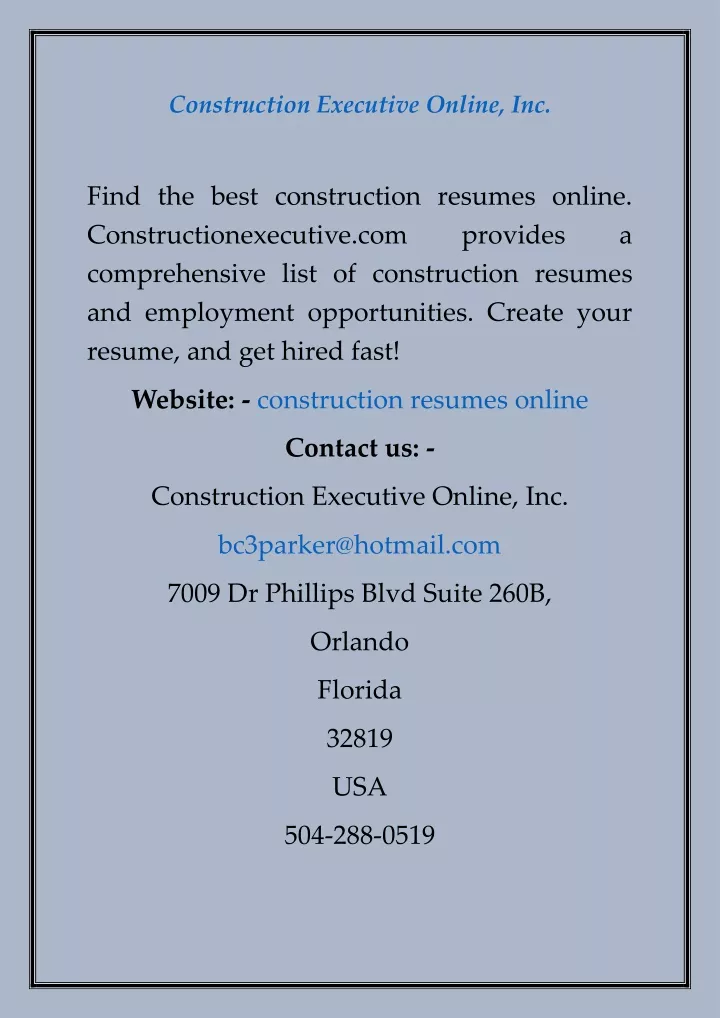 construction executive online inc