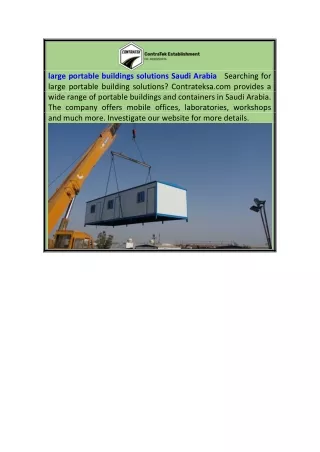 Large Portable Buildings Solutions Saudi Arabia  Contrateksa.com