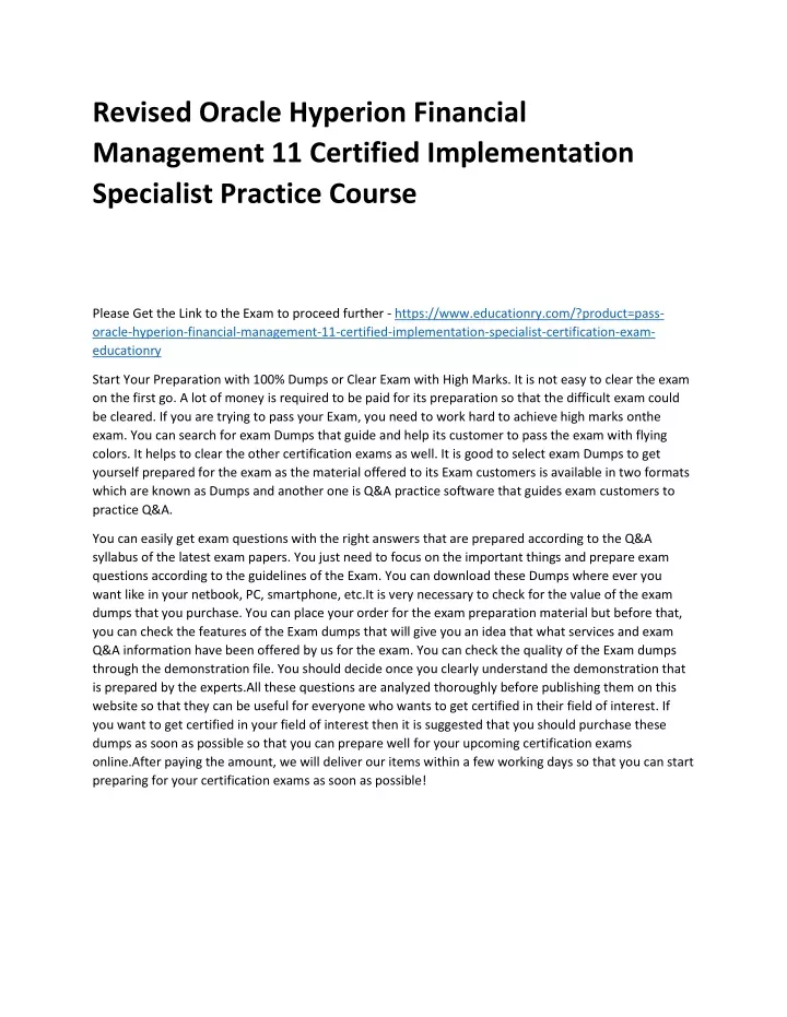 revised oracle hyperion financial management