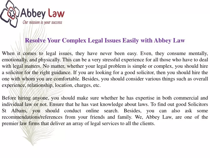 resolve your complex legal issues easily with