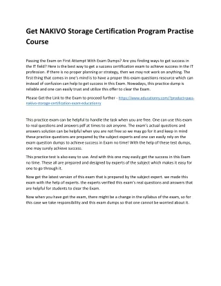 get nakivo storage certification program practise