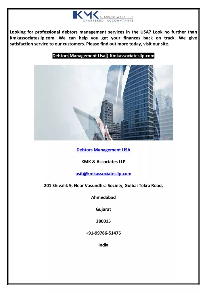 looking for professional debtors management