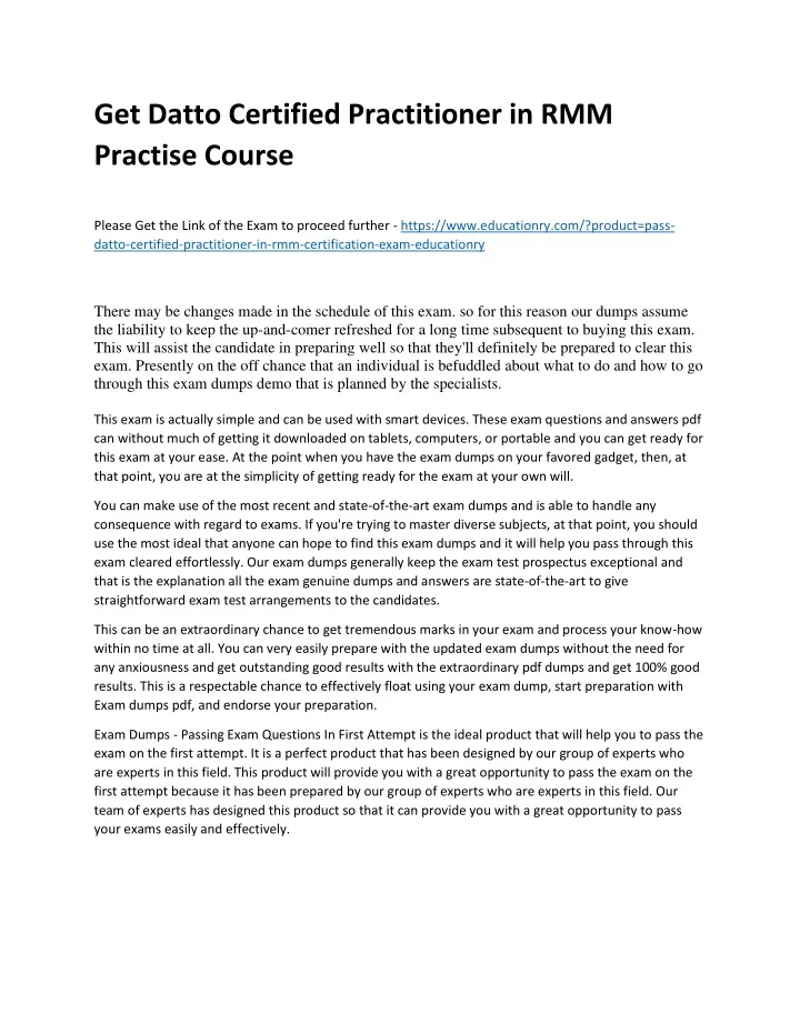 get datto certified practitioner in rmm practise