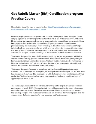 get rubrik master rm certification program