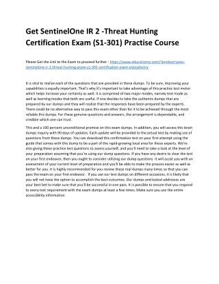 get sentinelone ir 2 threat hunting certification