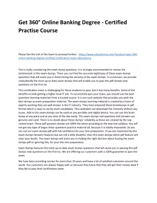 get 360 online banking degree certified practise