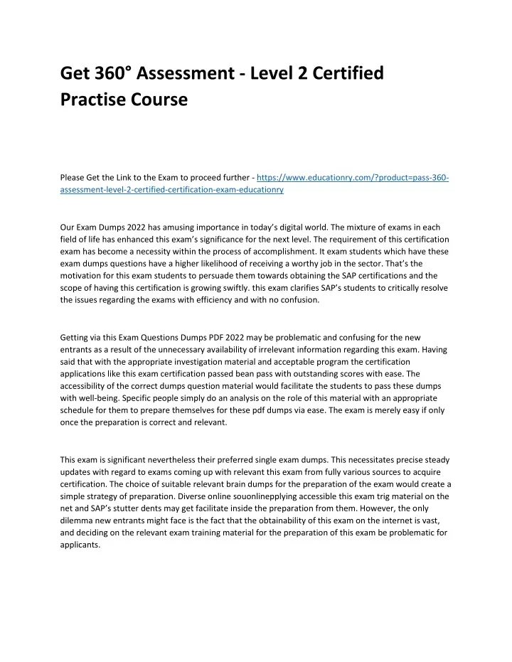 get 360 assessment level 2 certified practise