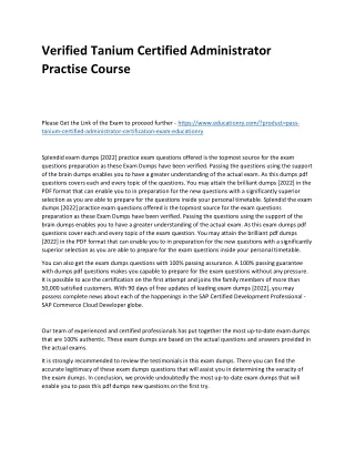 verified tanium certified administrator practise