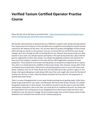 verified tanium certified operator practise course