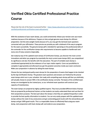verified okta certified professional practice