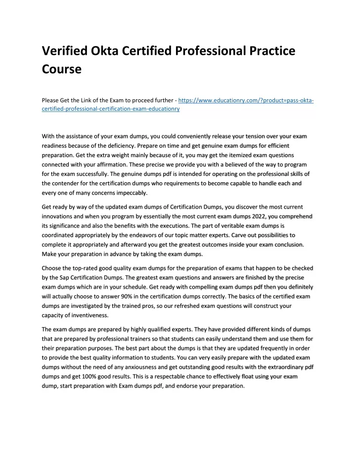 verified okta certified professional practice