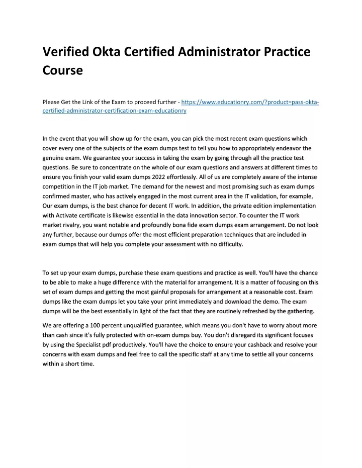 verified okta certified administrator practice