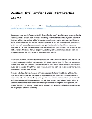 verified okta certified consultant practice course