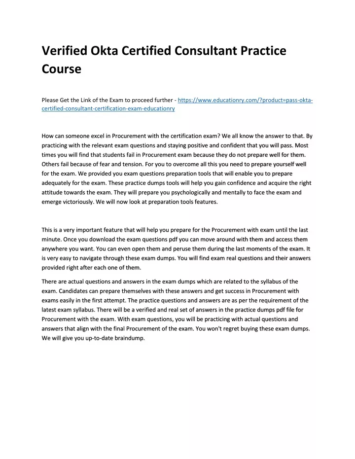 verified okta certified consultant practice course