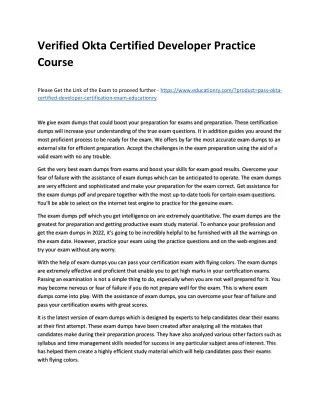 verified okta certified developer practice course