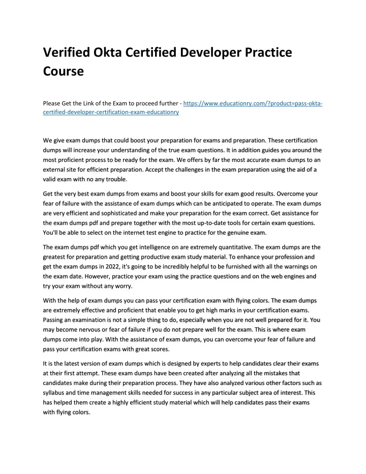 verified okta certified developer practice course