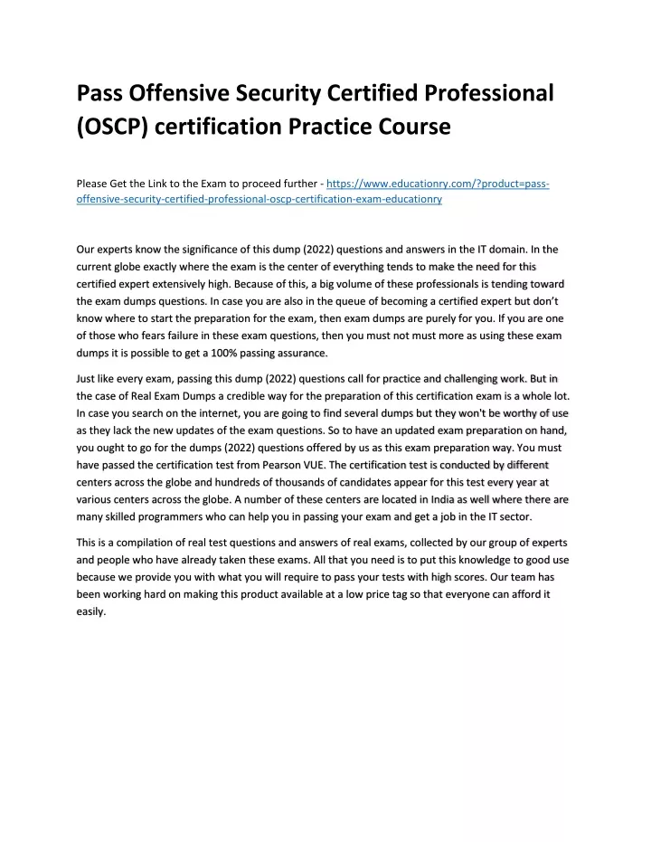 PPT - Offensive Security Certified Professional (OSCP) Certification ...