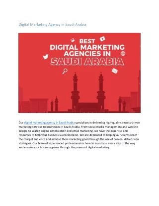 Digital marketing agency Saudi Arabia.