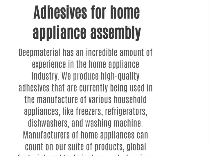 adhesives for home appliance assembly