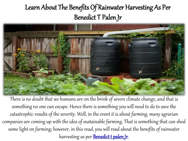 learn about the benefits of rainwater harvesting