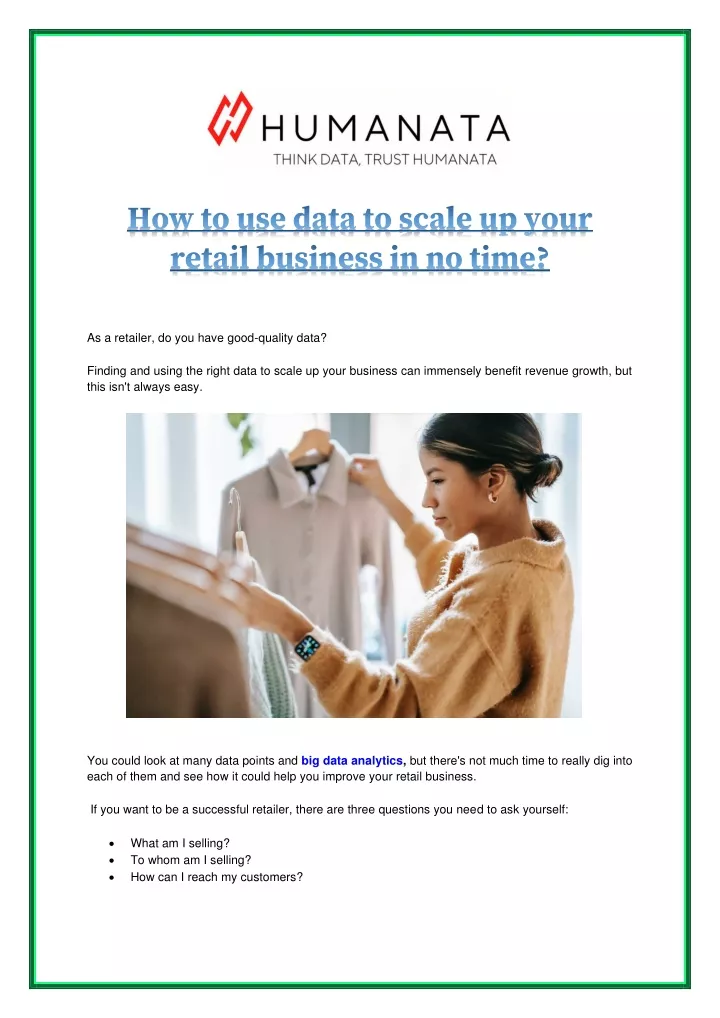 as a retailer do you have good quality data