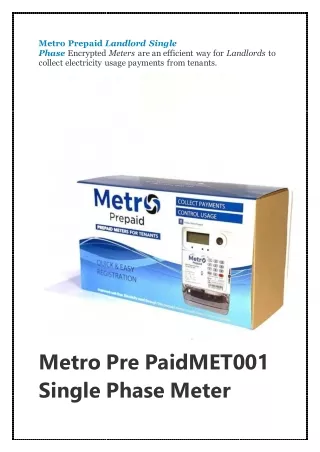 Electrical metro prepaid meter– CM Electrical