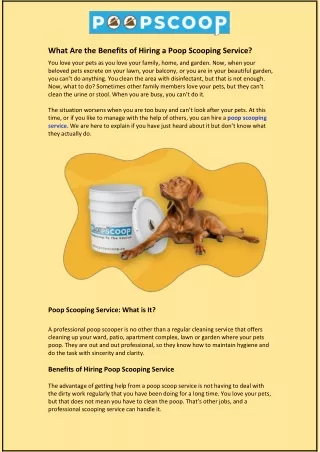 what are the benefits of hiring a poop scooping