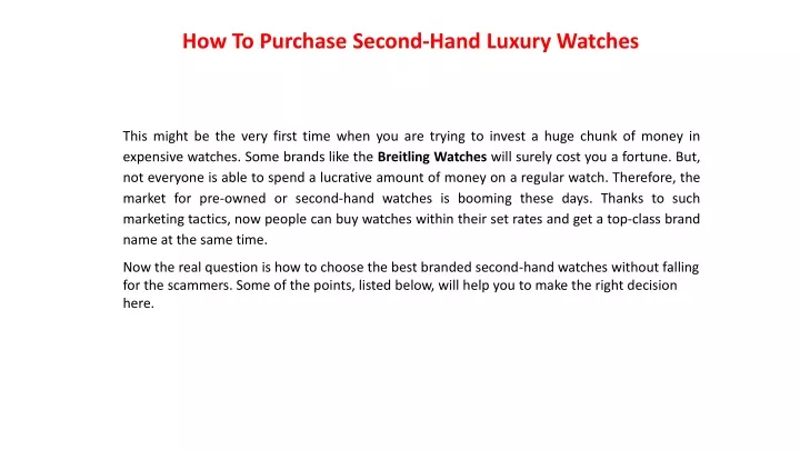 how to purchase second hand luxury watches