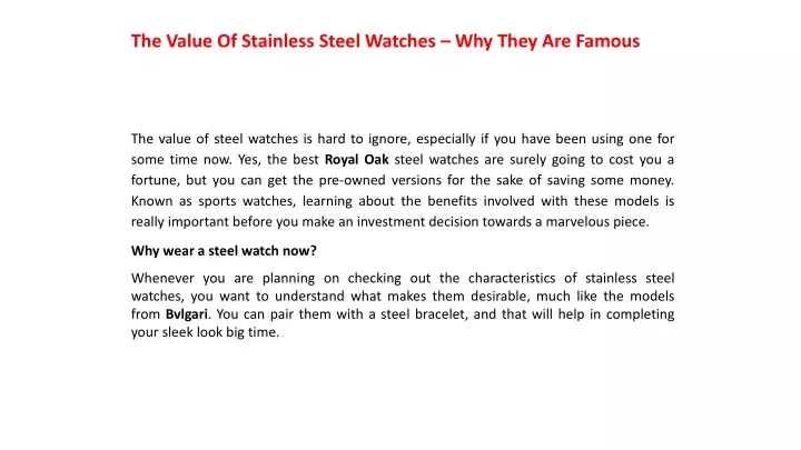 the value of stainless steel watches why they