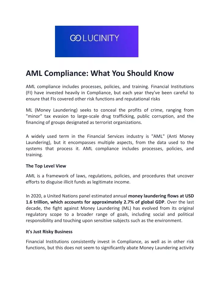 aml compliance what you should know