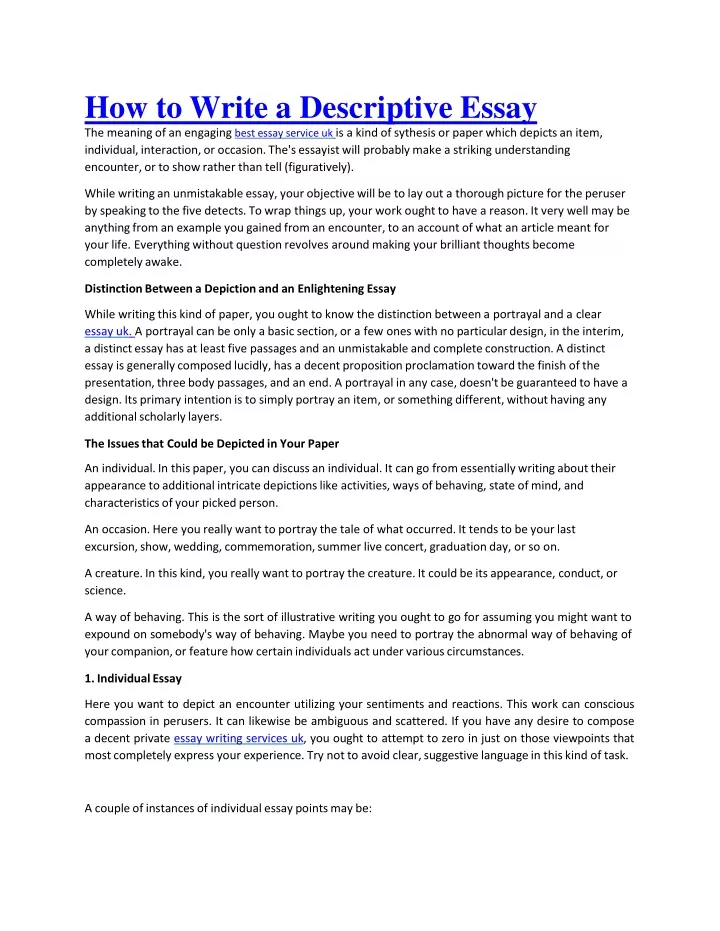 how to write a descriptive essay ppt