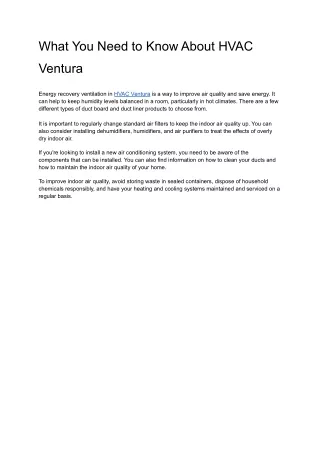 What You Need to Know About HVAC Ventura