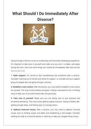what should i do immediately after divorce