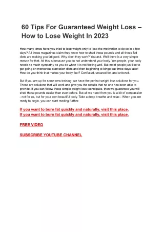 60 Tips For Guaranteed Weight Loss – How to Lose Weight In 2023