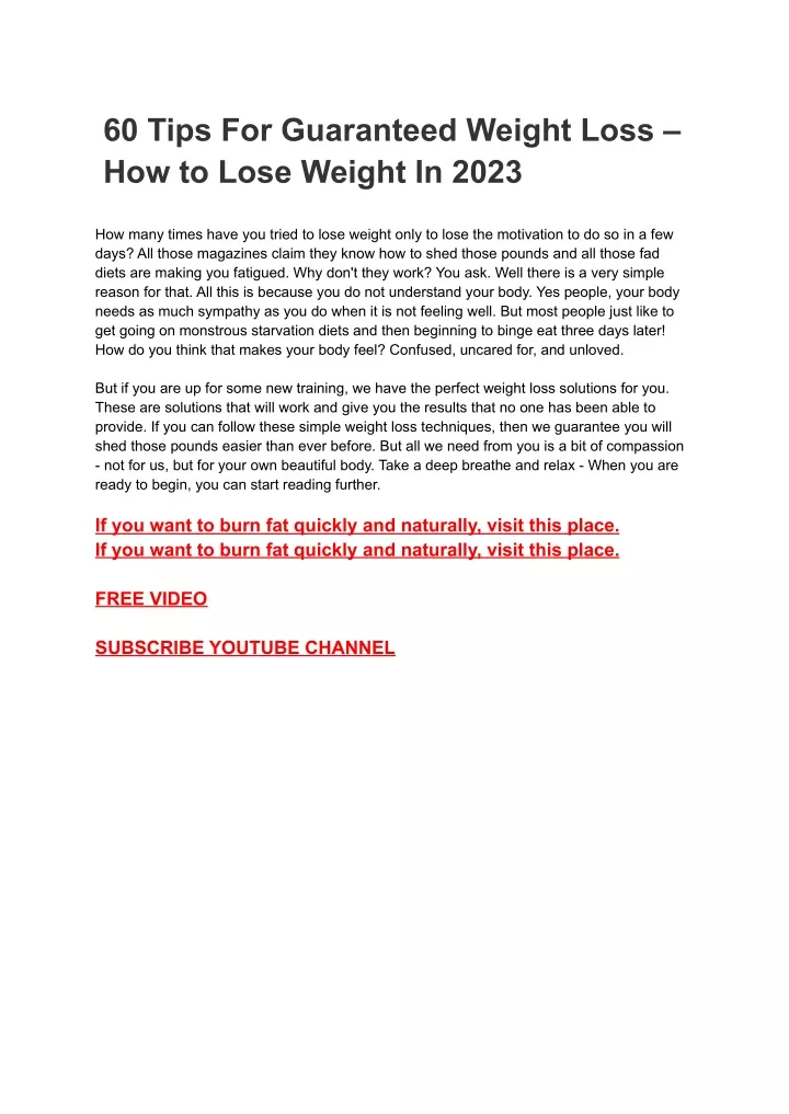 60 tips for guaranteed weight loss how to lose