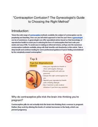 contraception confusion the gynecologist s guide