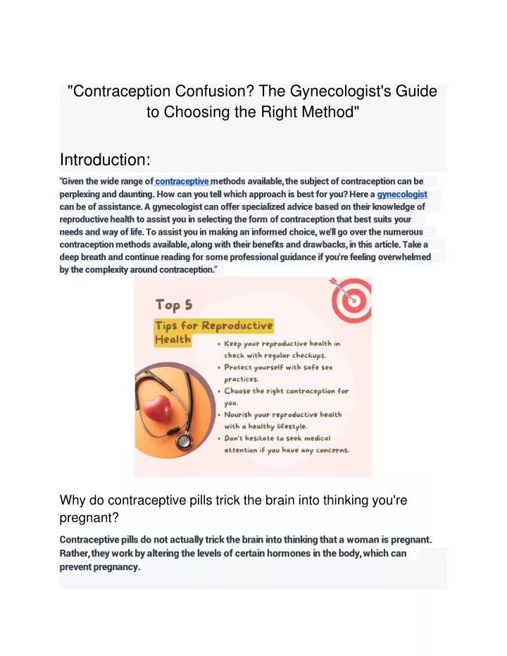 contraception confusion the gynecologist s guide