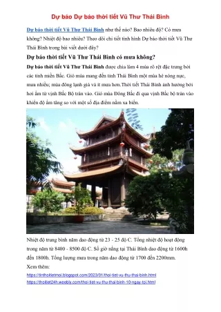 Dự báo thời tiết Vũ Thư Thái Bình