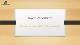 Distance Learning Mba Colleges in India | Myeducationwire.com