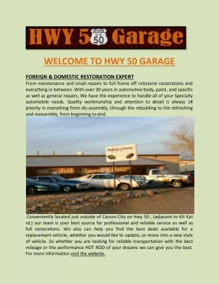 welcome to hwy 50 garage