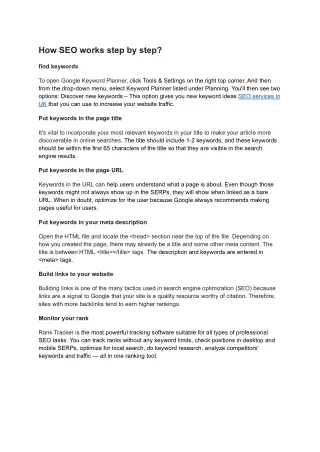 how seo works step by step