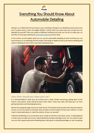 Everything You Should Know About Automobile Detailing