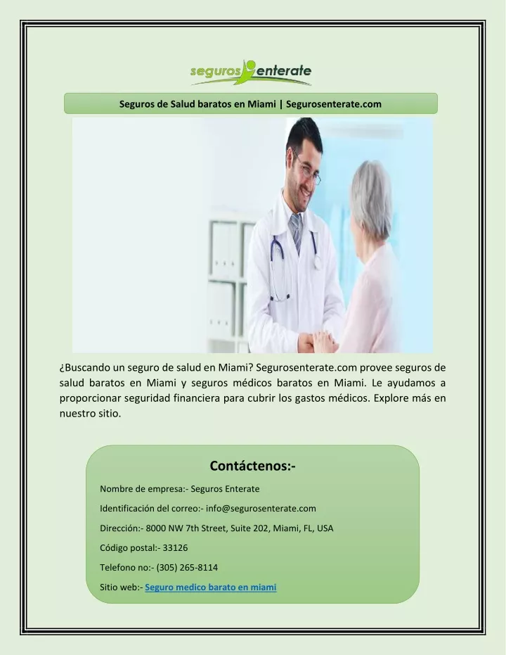 seguros de salud baratos en miami segurosenterate