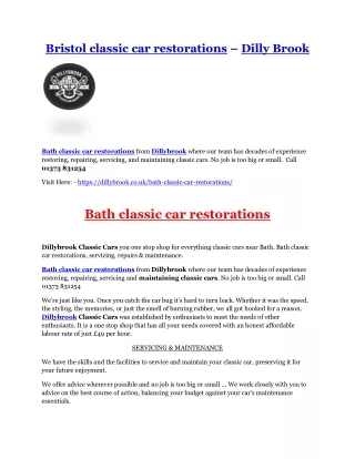 Bristol classic car restorations