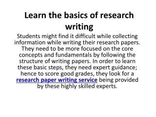Learn the basics of research writing