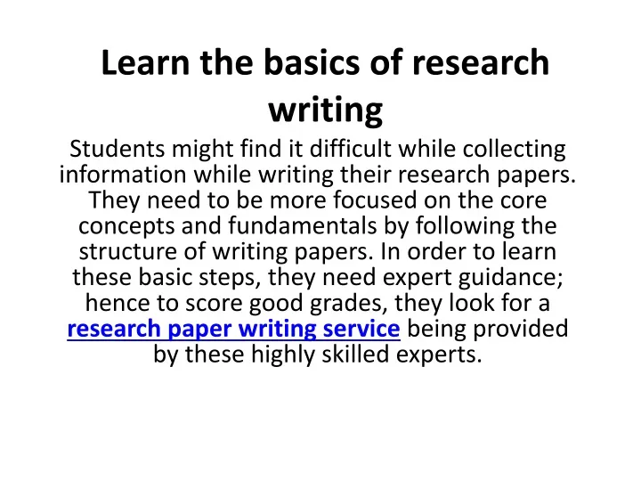 research writing basics