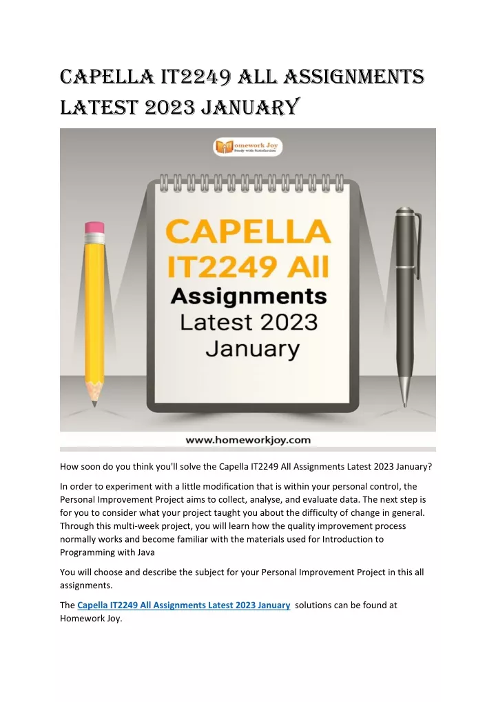 capella it2249 all assignments latest 2023 january