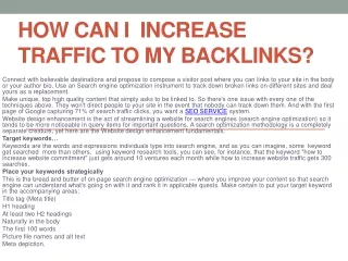how can i increase traffic to my backlinks