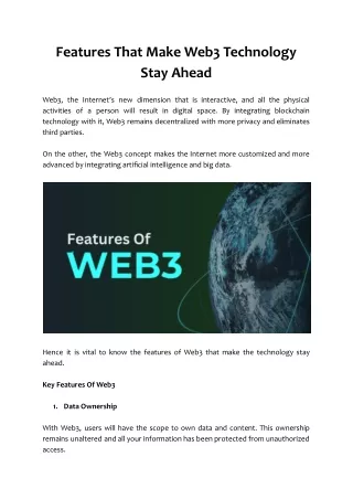 features that make web3 technology stay ahead